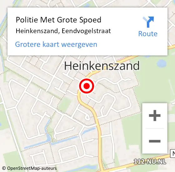 Locatie op kaart van de 112 melding: Politie Met Grote Spoed Naar Heinkenszand, Eendvogelstraat op 10 juni 2022 14:31