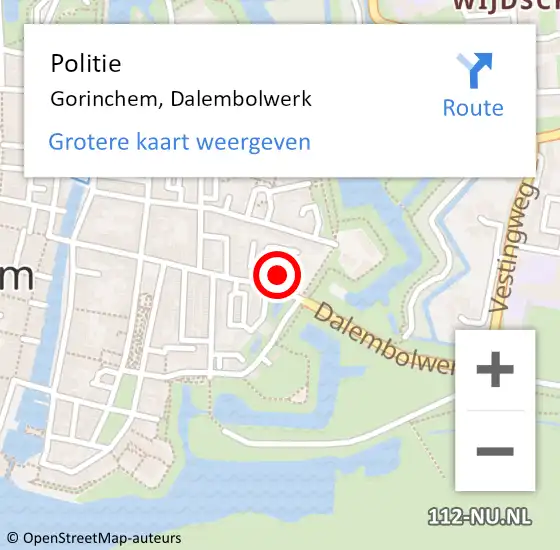 Locatie op kaart van de 112 melding: Politie Gorinchem, Dalembolwerk op 10 juni 2022 14:43