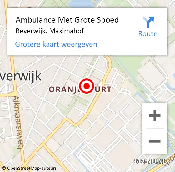 Locatie op kaart van de 112 melding: Ambulance Met Grote Spoed Naar Beverwijk, Máximahof op 10 juni 2022 14:45