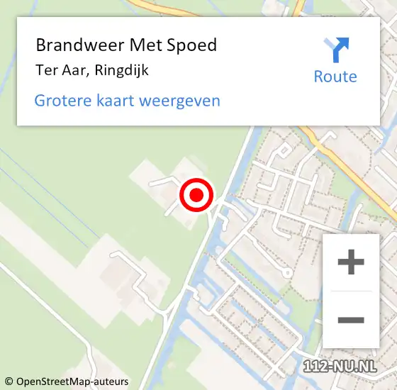 Locatie op kaart van de 112 melding: Brandweer Met Spoed Naar Ter Aar, Ringdijk op 19 juli 2014 18:58