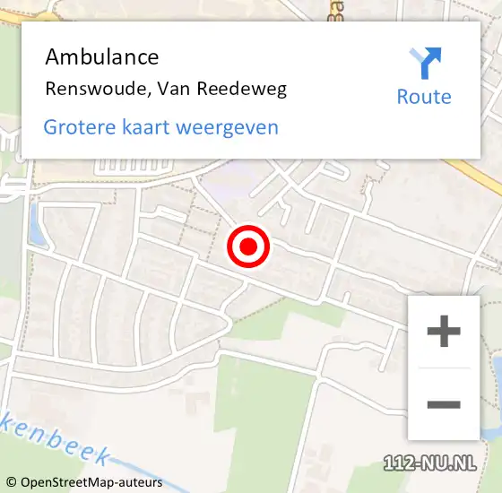 Locatie op kaart van de 112 melding: Ambulance Renswoude, Van Reedeweg op 19 juli 2014 18:59