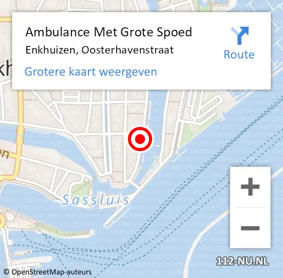 Locatie op kaart van de 112 melding: Ambulance Met Grote Spoed Naar Enkhuizen, Oosterhavenstraat op 10 juni 2022 15:22