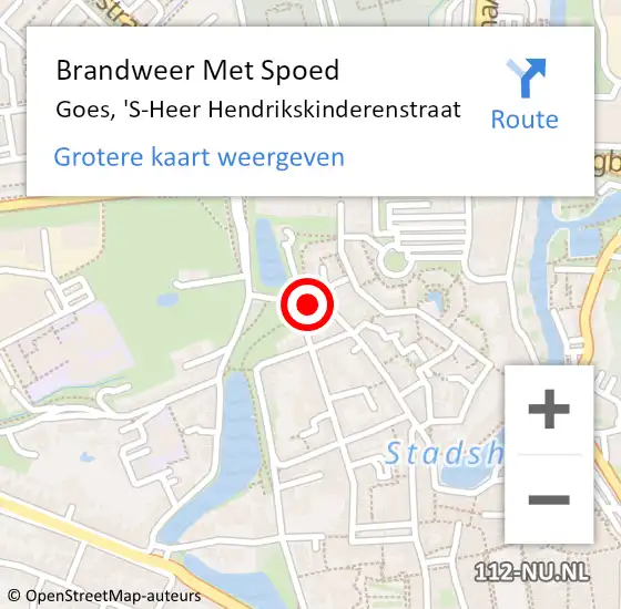 Locatie op kaart van de 112 melding: Brandweer Met Spoed Naar Goes, 'S-Heer Hendrikskinderenstraat op 19 juli 2014 19:02