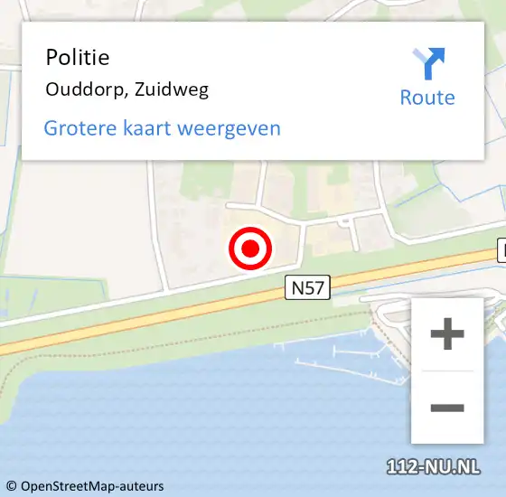 Locatie op kaart van de 112 melding: Politie Ouddorp, Zuidweg op 10 juni 2022 15:30