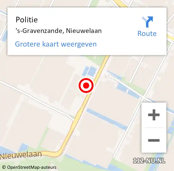 Locatie op kaart van de 112 melding: Politie 's-Gravenzande, Nieuwelaan op 10 juni 2022 15:35