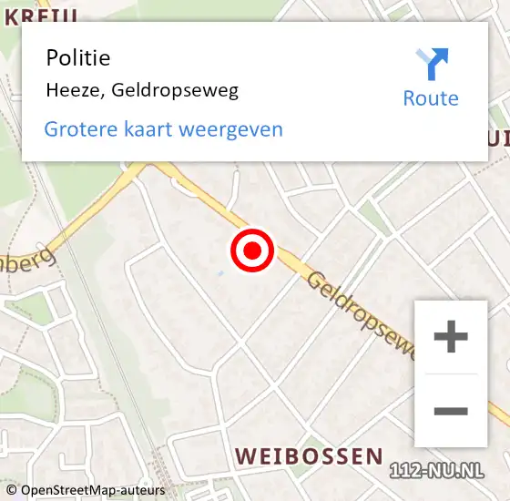 Locatie op kaart van de 112 melding: Politie Heeze, Geldropseweg op 10 juni 2022 15:58