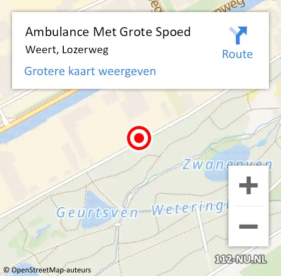 Locatie op kaart van de 112 melding: Ambulance Met Grote Spoed Naar Weert, Lozerweg op 10 juni 2022 16:08