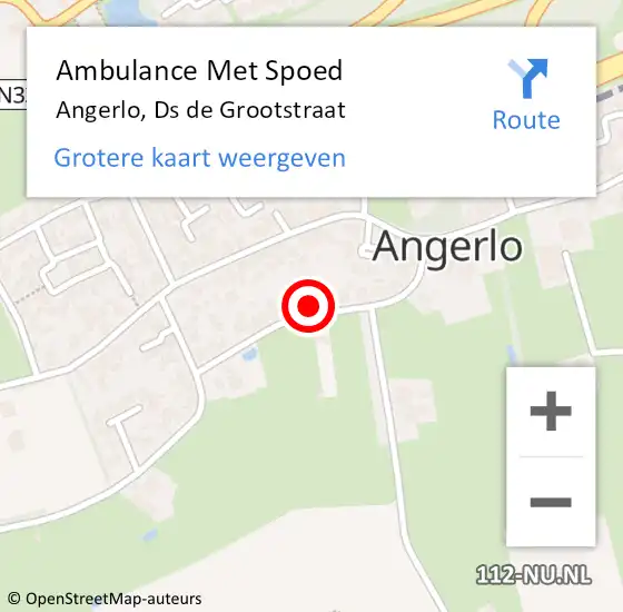 Locatie op kaart van de 112 melding: Ambulance Met Spoed Naar Angerlo, Ds de Grootstraat op 10 juni 2022 16:20