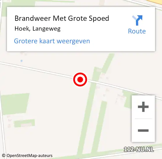 Locatie op kaart van de 112 melding: Brandweer Met Grote Spoed Naar Hoek, Langeweg op 10 juni 2022 16:39