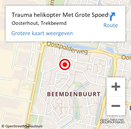 Locatie op kaart van de 112 melding: Trauma helikopter Met Grote Spoed Naar Oosterhout, Trekbeemd op 10 juni 2022 16:40