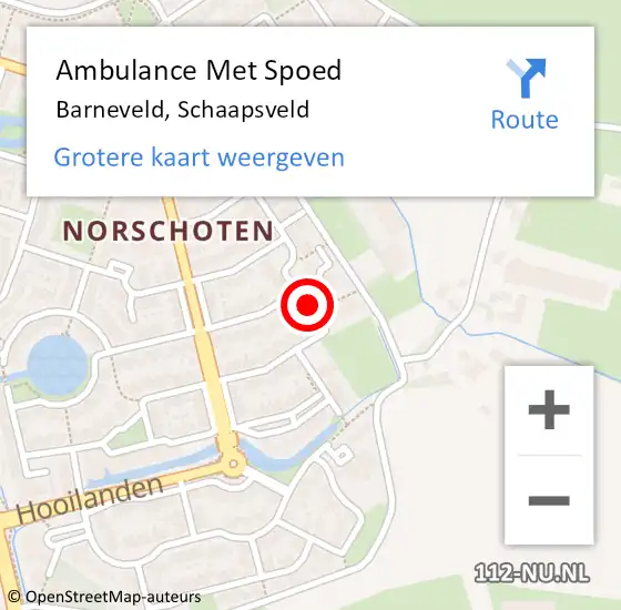 Locatie op kaart van de 112 melding: Ambulance Met Spoed Naar Barneveld, Schaapsveld op 10 juni 2022 16:43