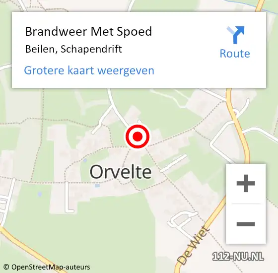 Locatie op kaart van de 112 melding: Brandweer Met Spoed Naar Beilen, Schapendrift op 10 juni 2022 16:49