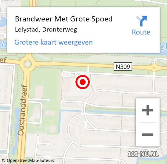 Locatie op kaart van de 112 melding: Brandweer Met Grote Spoed Naar Lelystad, Dronterweg op 10 juni 2022 16:56