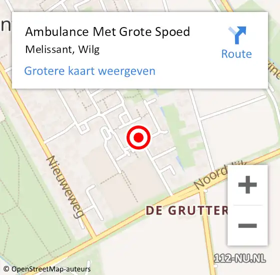 Locatie op kaart van de 112 melding: Ambulance Met Grote Spoed Naar Melissant, Wilg op 10 juni 2022 16:59