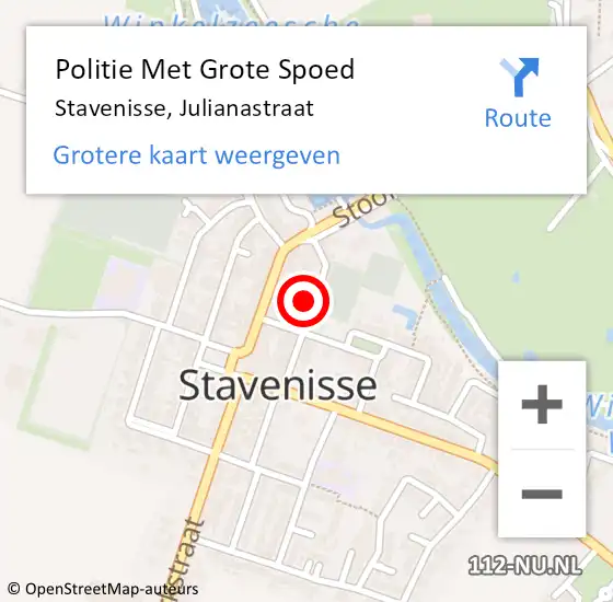 Locatie op kaart van de 112 melding: Politie Met Grote Spoed Naar Stavenisse, Julianastraat op 10 juni 2022 17:02