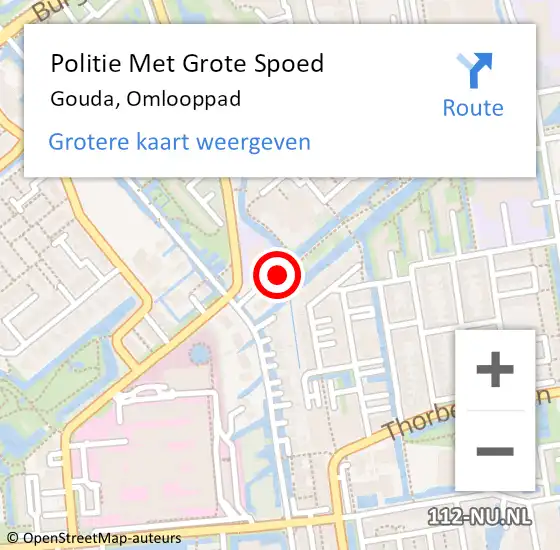 Locatie op kaart van de 112 melding: Politie Met Grote Spoed Naar Gouda, Omlooppad op 10 juni 2022 17:10