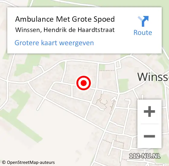 Locatie op kaart van de 112 melding: Ambulance Met Grote Spoed Naar Winssen, Hendrik de Haardtstraat op 10 juni 2022 17:27