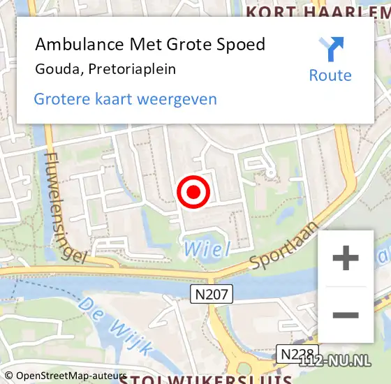 Locatie op kaart van de 112 melding: Ambulance Met Grote Spoed Naar Gouda, Pretoriaplein op 10 juni 2022 17:36