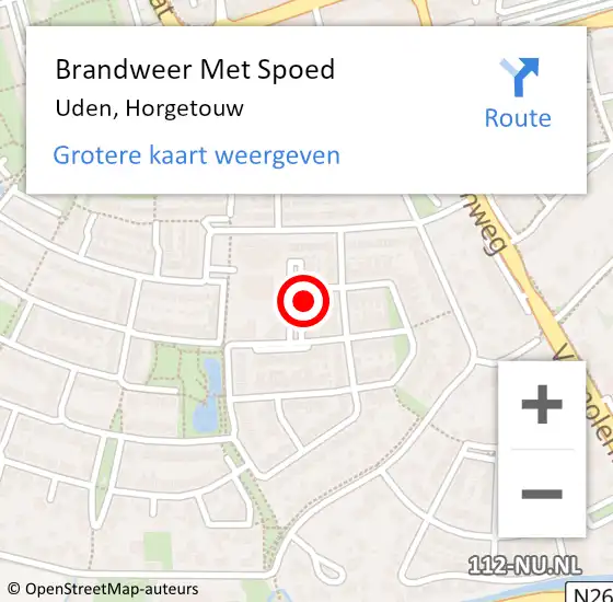 Locatie op kaart van de 112 melding: Brandweer Met Spoed Naar Uden, Horgetouw op 10 juni 2022 17:52