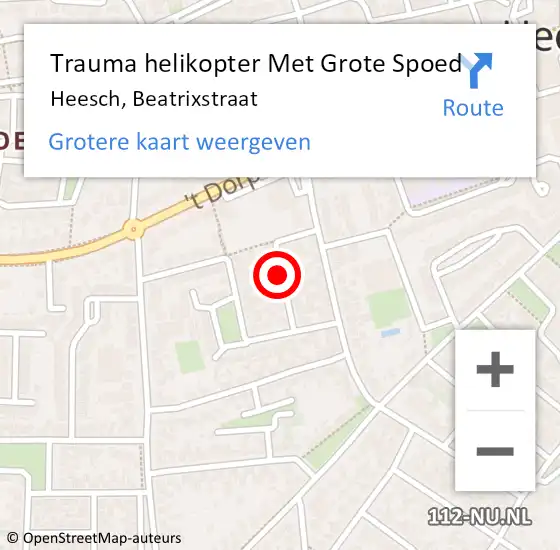 Locatie op kaart van de 112 melding: Trauma helikopter Met Grote Spoed Naar Heesch, Beatrixstraat op 10 juni 2022 18:01