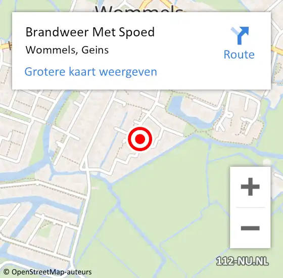 Locatie op kaart van de 112 melding: Brandweer Met Spoed Naar Wommels, Geins op 10 juni 2022 18:18