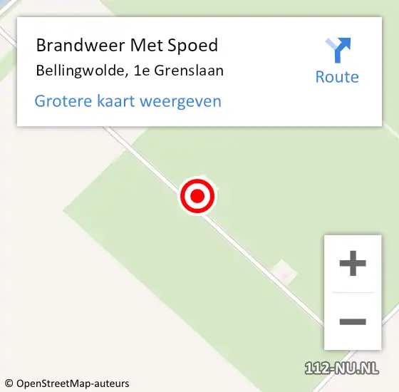 Locatie op kaart van de 112 melding: Brandweer Met Spoed Naar Bellingwolde, 1e Grenslaan op 10 juni 2022 18:19