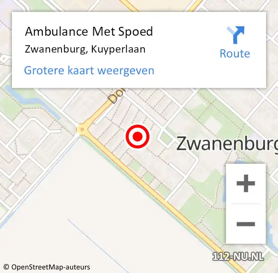 Locatie op kaart van de 112 melding: Ambulance Met Spoed Naar Zwanenburg, Kuyperlaan op 10 juni 2022 18:22