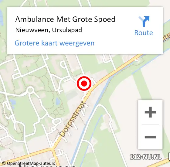 Locatie op kaart van de 112 melding: Ambulance Met Grote Spoed Naar Nieuwveen, Ursulapad op 10 juni 2022 18:27