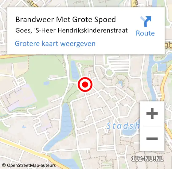 Locatie op kaart van de 112 melding: Brandweer Met Grote Spoed Naar Goes, 'S-Heer Hendrikskinderenstraat op 19 juli 2014 19:18