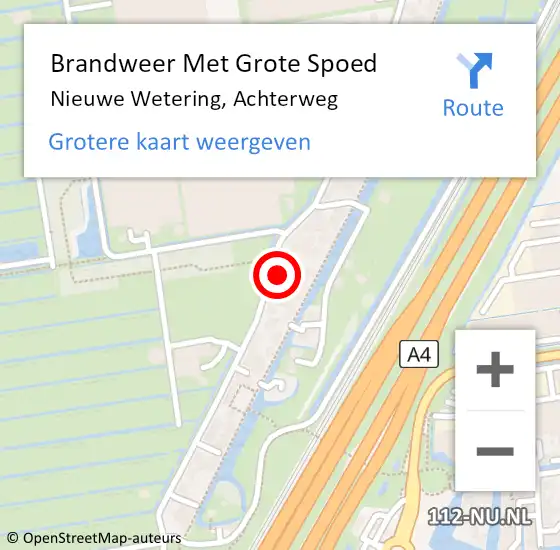 Locatie op kaart van de 112 melding: Brandweer Met Grote Spoed Naar Nieuwe Wetering, Achterweg op 10 juni 2022 18:46