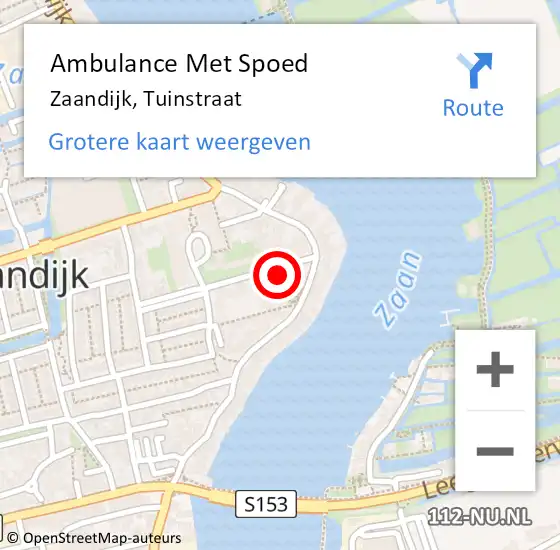 Locatie op kaart van de 112 melding: Ambulance Met Spoed Naar Zaandijk, Tuinstraat op 10 juni 2022 19:40