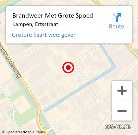 Locatie op kaart van de 112 melding: Brandweer Met Grote Spoed Naar Kampen, Ertsstraat op 10 juni 2022 19:46