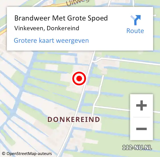 Locatie op kaart van de 112 melding: Brandweer Met Grote Spoed Naar Vinkeveen, Donkereind op 10 juni 2022 20:08