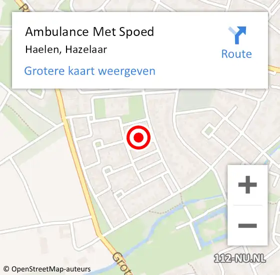 Locatie op kaart van de 112 melding: Ambulance Met Spoed Naar Haelen, Hazelaar op 10 juni 2022 20:21