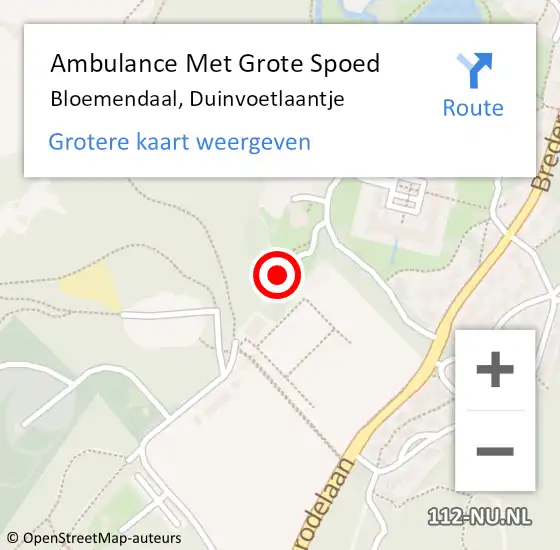Locatie op kaart van de 112 melding: Ambulance Met Grote Spoed Naar Bloemendaal, Duinvoetlaantje op 10 juni 2022 20:33