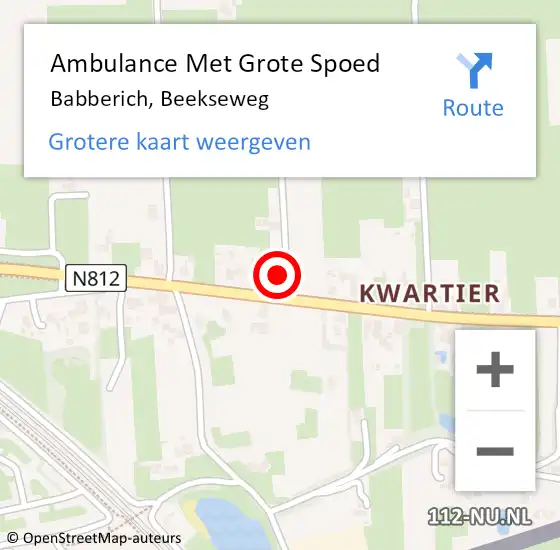 Locatie op kaart van de 112 melding: Ambulance Met Grote Spoed Naar Babberich, Beekseweg op 10 juni 2022 20:55