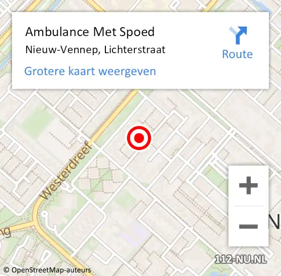 Locatie op kaart van de 112 melding: Ambulance Met Spoed Naar Nieuw-Vennep, Lichterstraat op 10 juni 2022 21:15