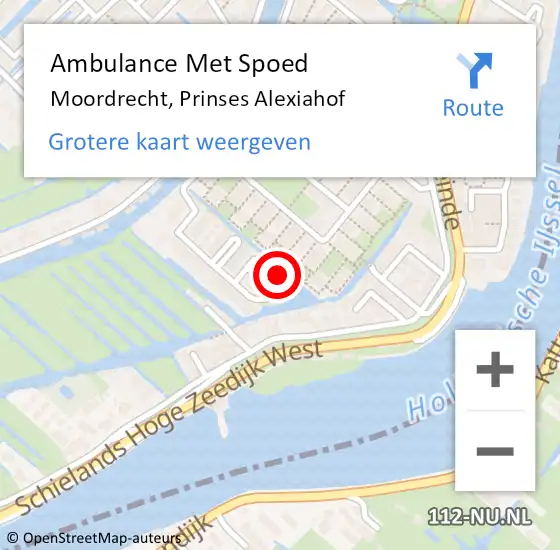 Locatie op kaart van de 112 melding: Ambulance Met Spoed Naar Moordrecht, Prinses Alexiahof op 10 juni 2022 21:24