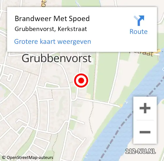 Locatie op kaart van de 112 melding: Brandweer Met Spoed Naar Grubbenvorst, Kerkstraat op 10 juni 2022 21:28