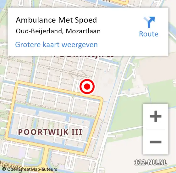 Locatie op kaart van de 112 melding: Ambulance Met Spoed Naar Oud-Beijerland, Mozartlaan op 10 juni 2022 21:58