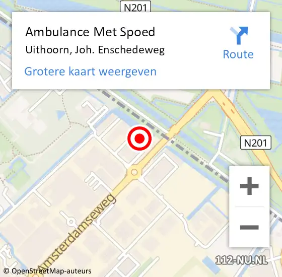 Locatie op kaart van de 112 melding: Ambulance Met Spoed Naar Uithoorn, Joh. Enschedeweg op 10 juni 2022 22:11