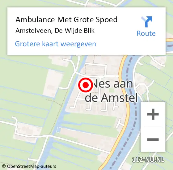 Locatie op kaart van de 112 melding: Ambulance Met Grote Spoed Naar Amstelveen, De Wijde Blik op 19 juli 2014 19:38