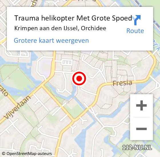 Locatie op kaart van de 112 melding: Trauma helikopter Met Grote Spoed Naar Krimpen aan den IJssel, Orchidee op 10 juni 2022 22:18