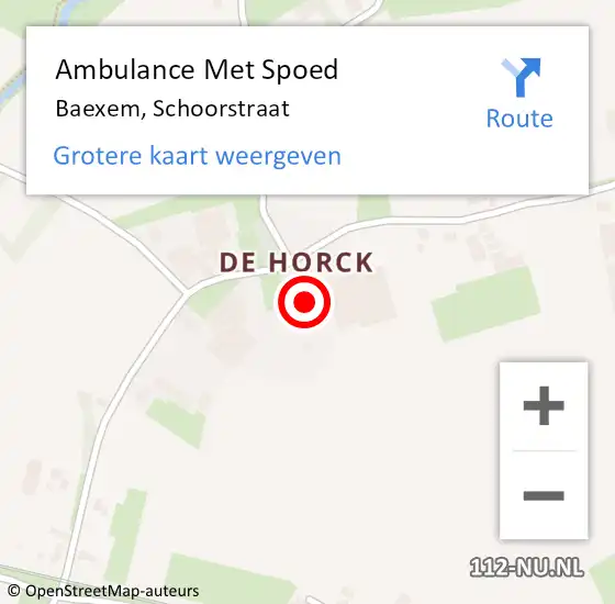 Locatie op kaart van de 112 melding: Ambulance Met Spoed Naar Baexem, Schoorstraat op 10 juni 2022 22:23