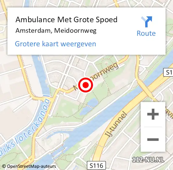 Locatie op kaart van de 112 melding: Ambulance Met Grote Spoed Naar Amsterdam, Meidoornweg op 10 juni 2022 22:50