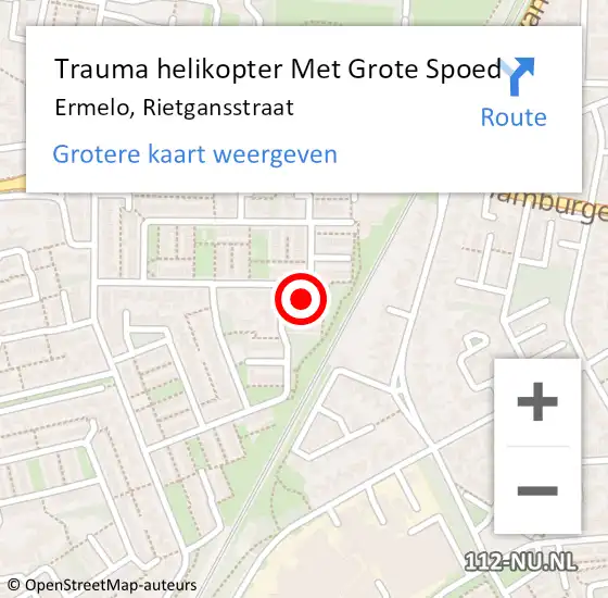 Locatie op kaart van de 112 melding: Trauma helikopter Met Grote Spoed Naar Ermelo, Rietgansstraat op 10 juni 2022 23:05