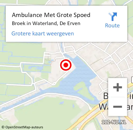Locatie op kaart van de 112 melding: Ambulance Met Grote Spoed Naar Broek in Waterland, De Erven op 11 juni 2022 00:25