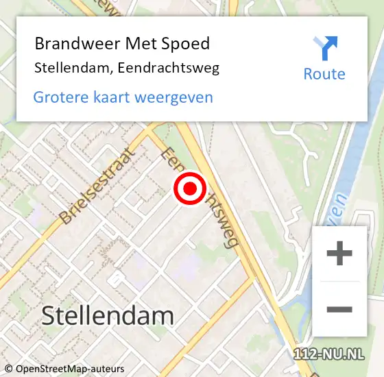 Locatie op kaart van de 112 melding: Brandweer Met Spoed Naar Stellendam, Eendrachtsweg op 11 juni 2022 00:54