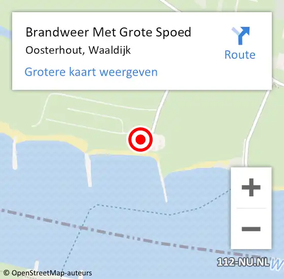 Locatie op kaart van de 112 melding: Brandweer Met Grote Spoed Naar Oosterhout, Waaldijk op 11 juni 2022 00:55