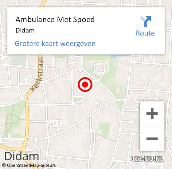 Locatie op kaart van de 112 melding: Ambulance Met Spoed Naar Didam op 11 juni 2022 01:06